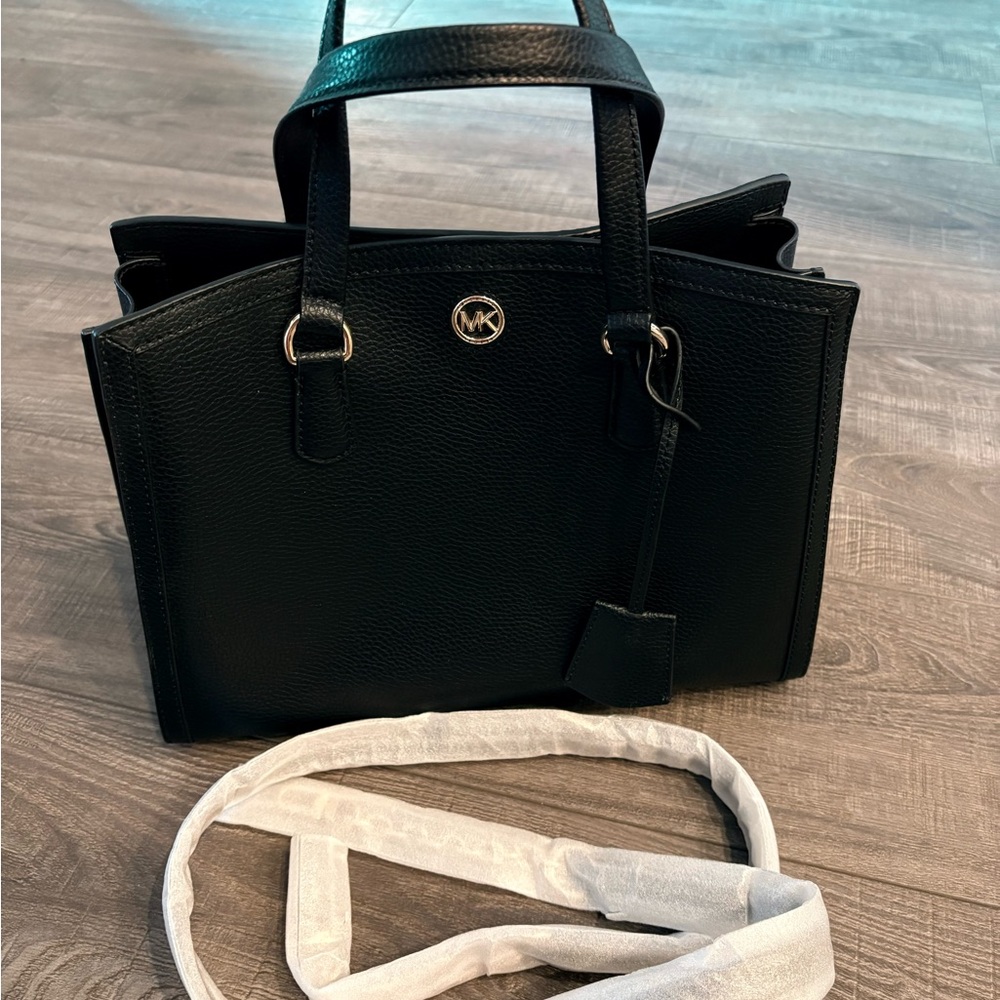 Michael Kors Black Leather Satchel Purse Handbag